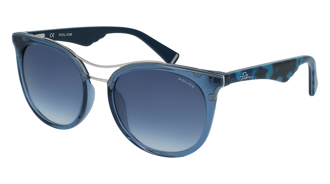 Police SPL718 Occhiali Da Sole Unisex – Blu Opaco, Misura 52, In Acetato E Metallo, Con Custodia Protettiva - 4