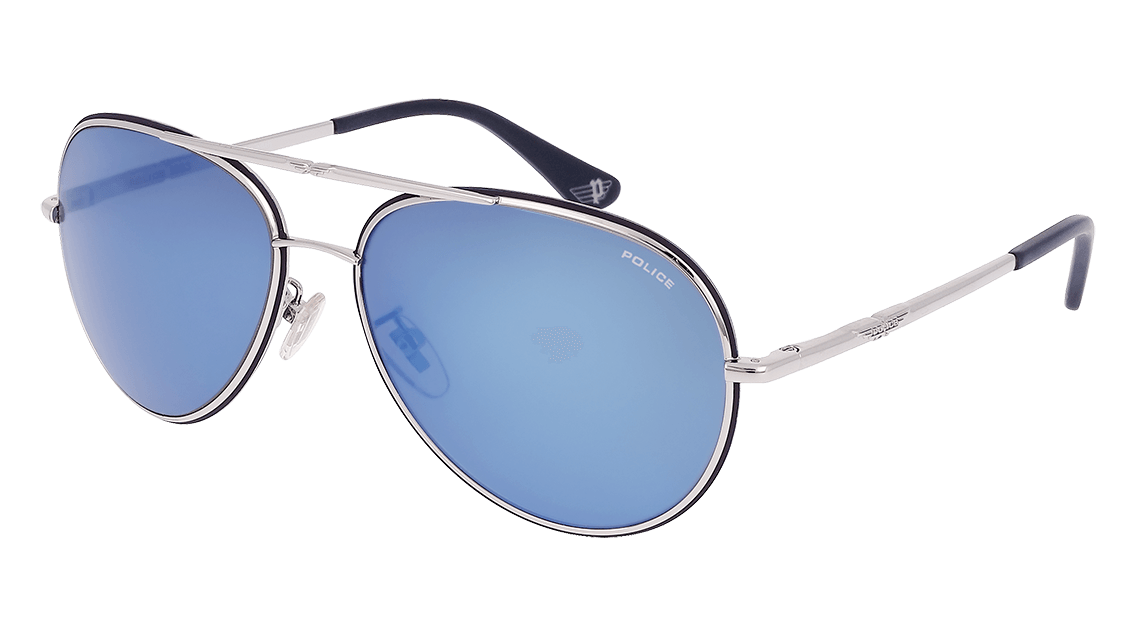 Lunettes De Soleil Police 6QSB Pour Homme - Monture Bleue Plastique - Verres Bleus - Neuf Avec étiquettes