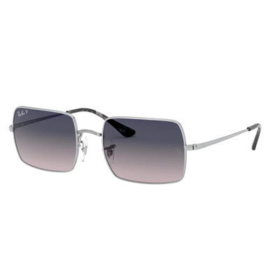 Retro Rectangle Sunglasses - Small Frame, Blue Lenses, UV400 Protection, 66mm Width - View #3